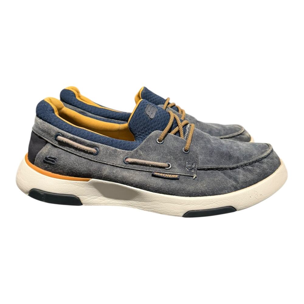 Skechers Bellinger Garmo Shoes Men’s Size 11 Navy Blue Slip On Loafers 65896 - Picture 2 of 9